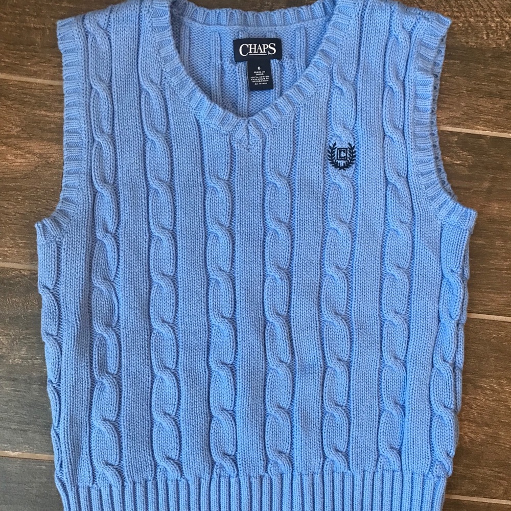 Boys Chaps Blue Sweater Vest, Size 6